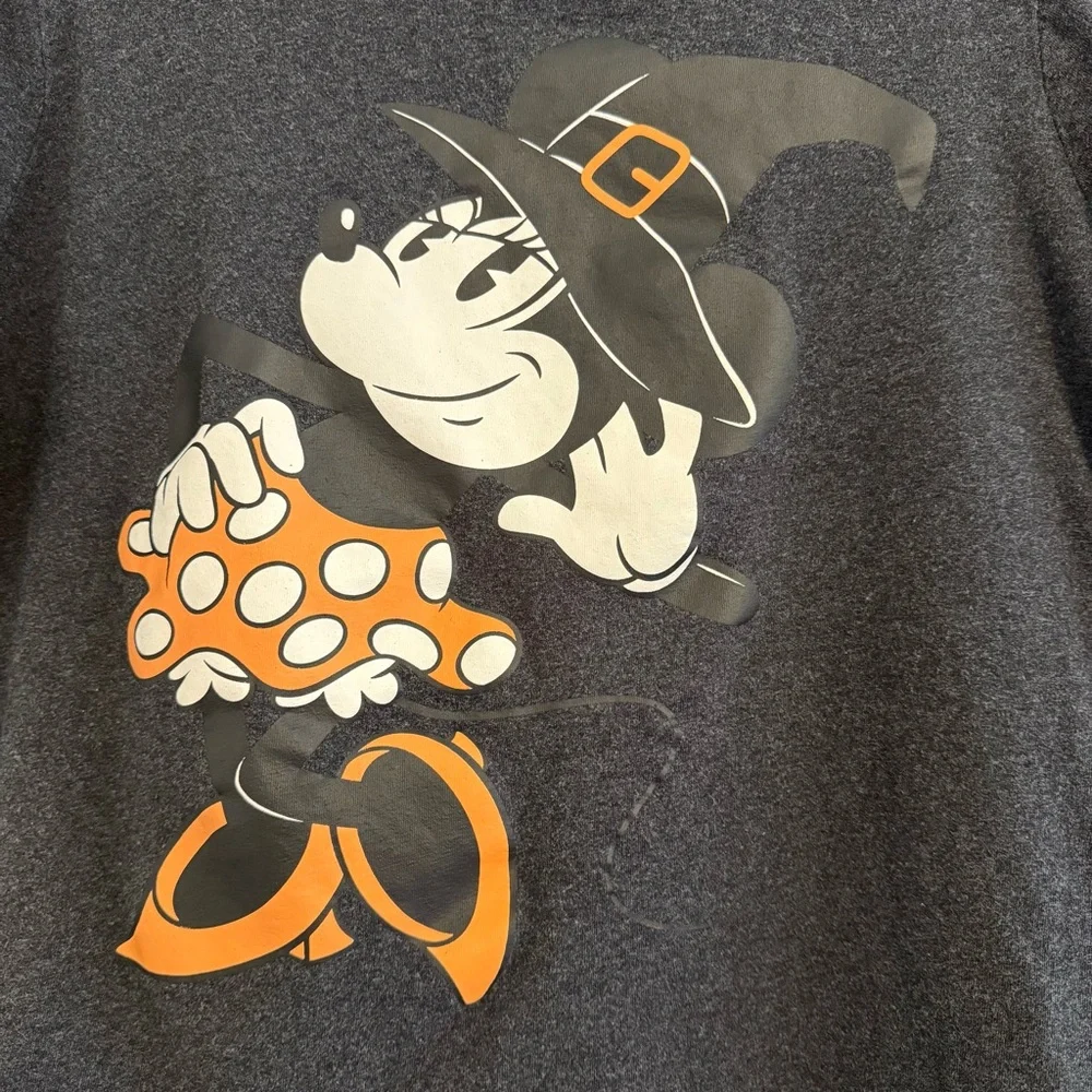 Disney Minnie Mouse Witch Hat Halloween Graphic T-Shirt Gray Women’s Large - Picture 4 of 6